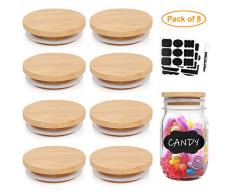 Mason Jar Deckel Strohhalm Set, CanningLid-R, bambus, 8 Pack Regular Lids