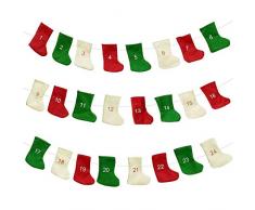 ChangSheng Adventskalender 2019, 24 Tage Countdown Adventskalender zum Aufhängen Filz Geschenktüten für Urlaub Party Weihnachten Dekoration