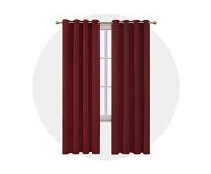 Deconovo Thermo-Isolierter Fenstervorhang mit Ösen, Verdunkelungsvorhang für Wohnzimmer, 132 x 213,4 cm, Rot