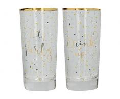 CREATIVE TOPS AVA und ich Let s Party/Drink Up verziert Gold-Rimmed Highball Gläser, 420 ml (Set von 2), transparent/goldfarben, 7 x 7 x 14,8 cm