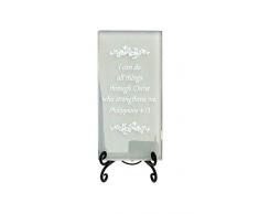 Lifeforce Glass I Can Do All Things inspirierendes Glasschild Motivierender Text für den Schreibtisch oder eine Erinnerung für einen Freund. Grau