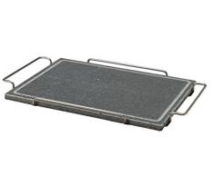 Agnelli Unterstützung Töpfe Stein rechteckig mit Edelstahl 18/10 in Holz, 29 x 40 cm, grau