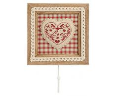 H+H Herz rot Garderobenhaken, Holz, Rot, 20 x 6 x 36 cm