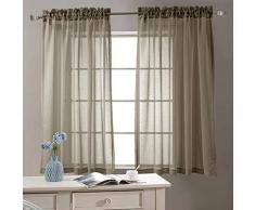 Lazzzy topick Voile Vorhänge, Gardinen, Rod Tasche, Set von Zwei, Polyester, Pole Top |Brown, 63 L |Pair