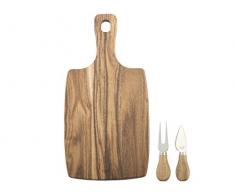 H&H DiGola Set Degustation mit Schneidebrett und 2 Besteck Braun