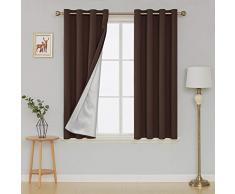 Deconovo Blickdicht Vorhang Gardinen Wohnzimmer Ösenvorhang 138x117 cm Schoko 2er Set