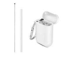 AINAAN Faltbarer Tragbarer Trinkhalm für Reisen Zuhause Büro mit Tasche & Reinigungsbürste Straight grau