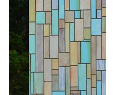 VSUDO Dekorative Sichtschutzfolie, kein Kleber, Dekoration, statisch, Glas-Aufkleber, Tönung für Zuhause oder Büro (Wohnzimmer/Badezimmer/Küche) (2 Rollen, 45 x 200 cm, Ziegelstein)