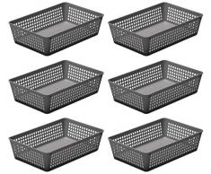 Ybmhome Aufbewahrungskorb aus Kunststoff, bunt, für Büroschubladen, Regal, Schreibtisch, Home Junk Schubladen, Küche Speisekammer oder Arbeitsfläche – Müllablagen für Büro, Zuhause und Schule grau
