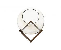 Creative Co-op Small Iridescent Glass Planter on Abstract Gold Metal Stand (Set of 2 Pieces) Vasen, farblos