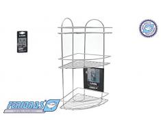 Feridras Linda Eckregal, 3 Etagen, Kunststoff, Chrom, 22 x 22 x 53 cm