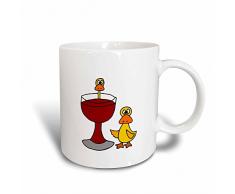 3dRose Funny gelb Ente mit Glas rot Wein Tasse, Keramik, rot/gelb, 11,43 x 8,45 x 12,7 cm