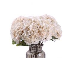 Kimuras Cabin Künstliche Blumen, Kunstseide, 6 Köpfe, Hortensienstrauß, Blumenstrauß für Zuhause, Garten, Hochzeit, Party, Dekoration Weiße 5 Köpfe
