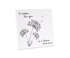 Pavillon – A Mother Like You is A Dream Come True – Löwenzahn Blowing In The Wind – weiße Leinwand 12,7 x 12,7 cm Plakette