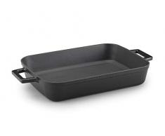 Pentole Agnelli Grillpfanne aus Gusseisen, mit Griffen, zweifarbig 26x40 cm Mattschwarz