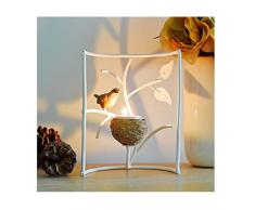 Marbrasse Teelichthalter Vintage Home Decor Mittelpunkt Kunstharz Bird Rustikal Eisen Zweige Votivkerze Steht Weiß