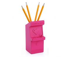 Senffarbener Stifthalter | 90er Jahre inspirierter Stifteköcher für Ihren Schreibtisch | Power Up Retro 90er Jahre Arcade Machine Stifteköcher