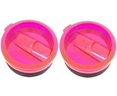 LTG Set von 2 Ersatz Splash Proof Schiebedeckel für Stahl Handbeil Tumbler Passt Yeti, rtic, Ozark Trail, Etc. Stahl Trinkhalme Bonus, Pink, Blau Oder Grün Yeti Stil Deckel. Blau