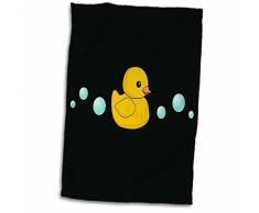 Hand-/Sporthandtuch, 3D-Rose, Gummi, Cartoon-Motiv mit Seifenblasen, Kawaii-Ente auf schwarzer Ente, 38,1 x 55,9 cm