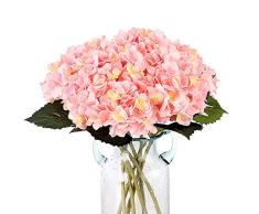 Louiesya Künstliche Hortensien Seidenblumen Blumenstrauß künstliche Hortensien Stiele für Hochzeit Tafelaufsatz Zuhause Dekoration, 3 Stück Rose