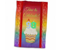3dRose Einladungstuch mit Zahlenkerzen, Motiv Time to Celebrate 98 Jahre, 38 x 56 cm, Weiß
