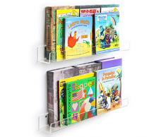 NIUBEE Wandregal Floating Bücherregal Hängeregal Wandregal 2er Set Schweberegale U-Regal Acryl Wandregal für Bücher ,DVDs und CDs 60cm Schraubenzieher und Schrauben Vorsehen