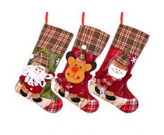 Aneco Weihnachtsstrümpfe, 45,7 cm, Weihnachtsmann, Schneemann, Rentier, Figur, Weihnachtsstrümpfe, Kamin, hängende Weihnachtsstrümpfe, für Weihnachtsdekorationen, 3 Stück Farbe, 1