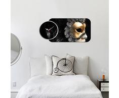 LaModaHome Home Dekorativer 2 Einsätze 100% MDF Wand Real Running Uhr mit Art (68,6 x 33 cm Gesamt) fertig Zum Aufhängen Malerei Maske Party Funny Frau Feder Celebration Multi in Store.