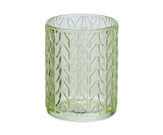 WENKO Zahnputzbecher Vetro Grün rund Zahnbürstenhalter für Zahnbürste und Zahnpasta, Glas, 7.5 x 10 x 7.5 cm