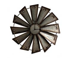 Giannas Home Rustikale Landhaus-Wanduhr aus Metall mit Windmühle 18.5 Silber