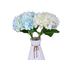 Anna Homey Dekoration, künstliche Blumen, Hortensien, Seidenblumen, Blau, für Hochzeit, Brautstrauß, 34,3 cm hoch für Hochzeit, Brautstrauß, Couchtisch, Badezimmer, Wohnzimmer-Dekoration White+Blue