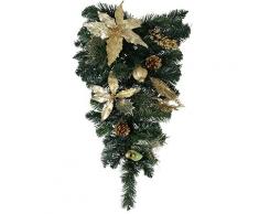 WeRChristmas Weihnachtsgirlande, tropfenförmig, mit goldfarbener Dekoration, 60 cm