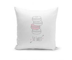 malango Kissenhülle So Sweet weiß Kissen 40x40 cm Kissenbezug Waschbar bei 30 °C Kissenhülle 100% Baumwolle Zierkissen Dekoration mit Reißverschluss Sofakissen