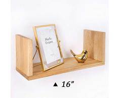IPETSUN Wandregal aus Holz, 1 Stück Eiche, schwebend, U-förmig, zum Aufhängen, Bücherregale, Organizer, kleine Wandmontage, Ablageflächen, Bild, DVD, Pflanzendekoration, Rahmen für Schlafzimmer, Wohnzimmer, Büro Small eiche
