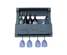 American WineKraft rustikales Weinregal aus Holz, für 6 Flaschen 18.75 x 22 x 4.5 grau