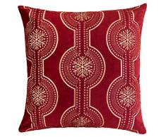 Homey Cozy Stickerei Samt Überwurf Kissen, Merry Christmas Serie, Polyester-Mischgewebe, Snow Drop-Red, 50,8 x 50,8 cm