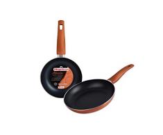 Magefesa Alhambra Set mit zwei Pfannen 20 Ø 24 Ø, aus Aluminium mit Antihaftbeschichtung, zweifach verstärkt. Kupfer außen Soft-Touch-Griff Geeignet für alle Herdarten, einschließlich Induktion