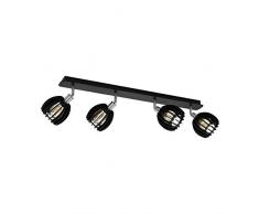 EGLO Deckenlampe Cossano-Spot, 4 flammige Deckenleuchte, Wandleuchte, Deckenspot aus Stahl und Holz, Fassung: E14, nickel matt, schwarz