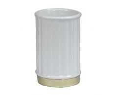 nu steel PAN5H Panache Collection Keramik-Deko-Make-up- oder Pinselhalter, Becher für Badezimmer-Arbeitsplatten, Schreibtisch, Schlafsaal und Schminktisch mit Weißgold-Finish