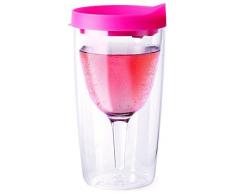 Vino2Go Double Wall Acrylic Tumbler with Pink Lid by Vino2Go