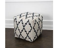 Rizzy Home Quatrafoil Sitzhocker, quadratisch, elfenbeinfarben