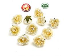 fake flowers heads Kunstblumen Köpfe Pfingstrose Blumen Kopf Seidenblumen Hochzeit Dekoration DIY Girlande Handwerk Blume 25 Stück Milchweiß