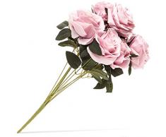 Juvale Künstliche Blumen Seidenrosen Blumenstrauß mit Stielen für Hochzeitsdekoration und Basteln, Hellrosa, 10 Stück