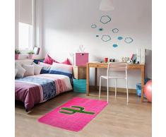 HOK Teppich, sehr weich, Kaktus, Rosa – Polyester – 70 x 95 cm – Kinderteppich