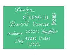 LUCKKYY Family Wandtattoo Aufkleber ~ Set of 12 Family Words Zitat Vinyl Family Wandtattoo Aufkleber Familie Kunst Dekoration Wohnzimmer Decor Dekoration für Home Decor 19 inch x 31 inch Weiß