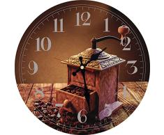 MEISTAR meistar-12 Zoll Quarz-Uhrwerk Deko Kunst im Wohnzimmer Europäischen Antik Stil Holz Wanduhr Uhr Kaffee, batteriebetrieben Antik 12 inch Coffee Beans