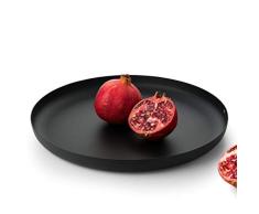 Alessi | JM14/35 BT Rundes Tablett aus lackiertem Stahl mit Epoxidharz, schwarz mit Reliefdekor