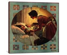 iCanvasART 1 Stück Mutter Kinder in Bett kann hineingesteckt Leinwandbild von Norman Rockwell, 12 x 12/0.75 Deep