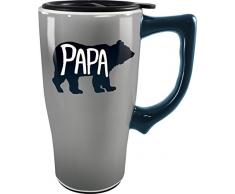 Spoontiques 12854 Pap Bear Ceramic Travel Mug, 18 ounces, Gray
