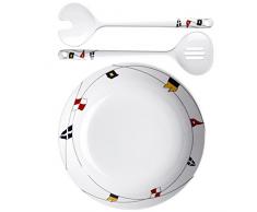 Marine Business Regatta Salatschüssel und Besteck, Melamin, Mehrfarbig, 25 x 25 x 7 cm, 3 Stück